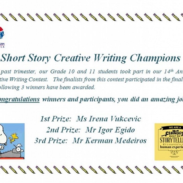 Short Story Creative Writing Champions 2022
